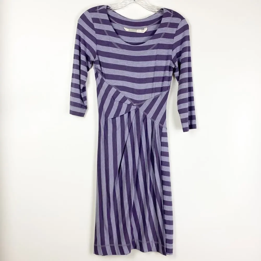 Athleta Striped Splendor Lotus Dress Purple Stripe Faux Wrap Womens Size XXS - Picture 3 of 11